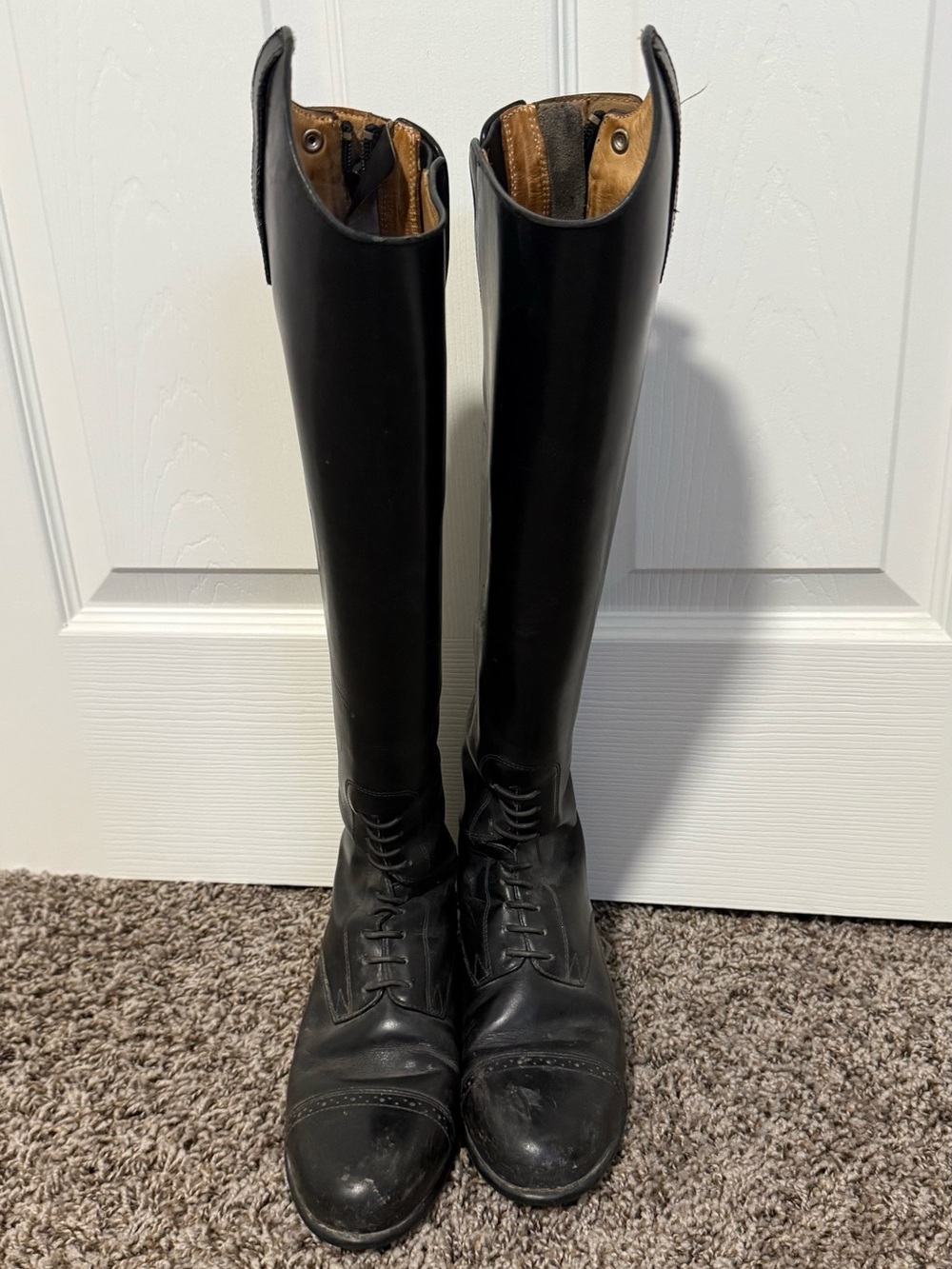 Ariat 53001 Crown Pro Field Zip Black Leather Riding Boots Sz 7.5